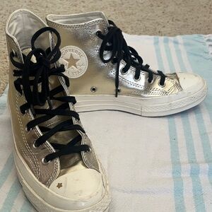 GOLD Converse RARE Metallic High Top Sneakers with Black Laces